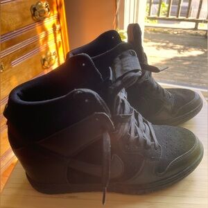 RARE Nike Sky High Dunk Black on Black with leather